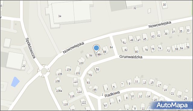 Kąty Wrocławskie, Grunwaldzka, 92, mapa Kąty Wrocławskie
