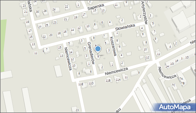 Kędzierzyn-Koźle, Grenadierów, 4, mapa Kędzierzyna-Koźle