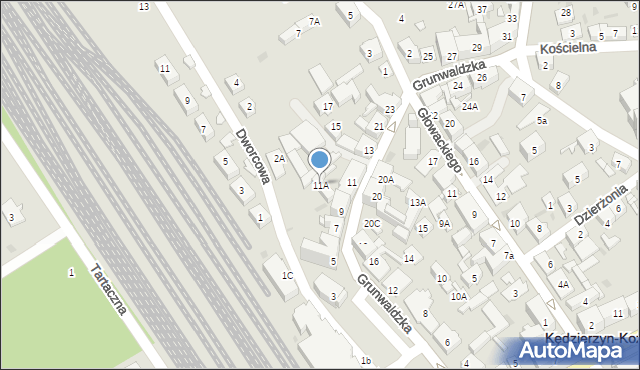 Kędzierzyn-Koźle, Grunwaldzka, 11A, mapa Kędzierzyna-Koźle