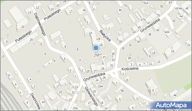 Kędzierzyn-Koźle, Grunwaldzka, 27A, mapa Kędzierzyna-Koźle