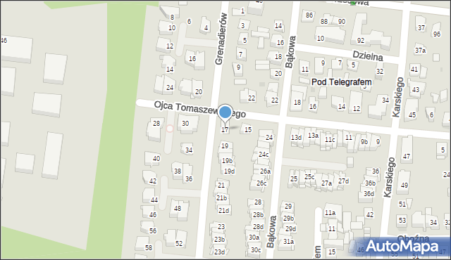 Kielce, Grenadierów, 17, mapa Kielc