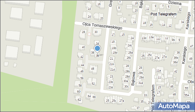 Kielce, Grenadierów, 36, mapa Kielc