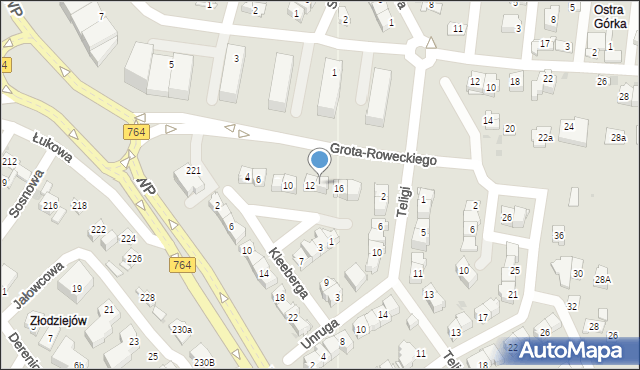 Kielce, Grota-Roweckiego Stefana, gen., 14, mapa Kielc