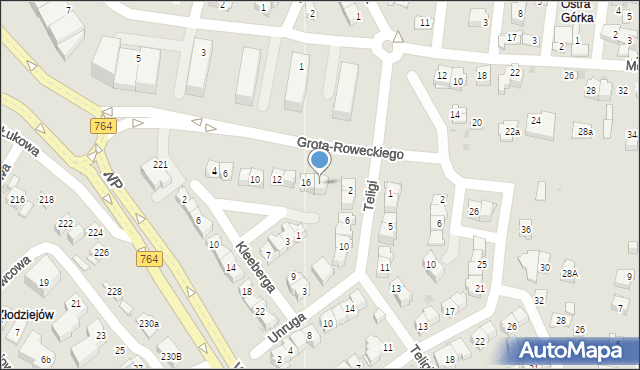 Kielce, Grota-Roweckiego Stefana, gen., 18, mapa Kielc