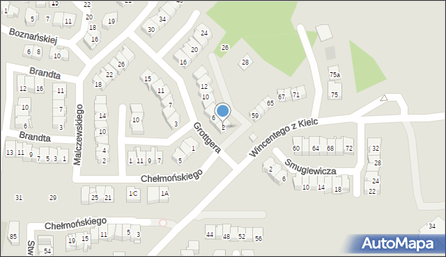 Kielce, Grottgera Artura, 2, mapa Kielc