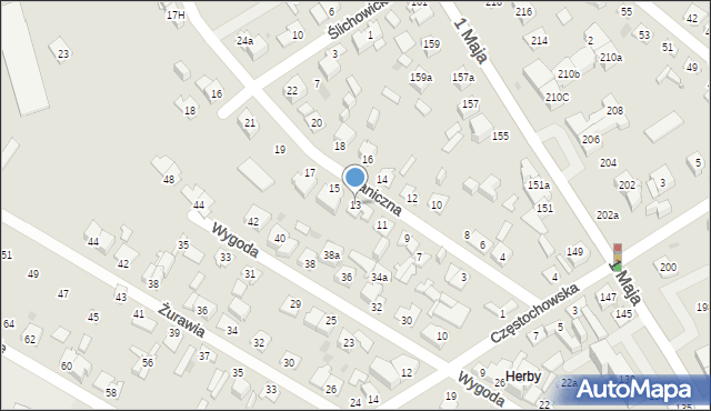 Kielce, Graniczna, 13, mapa Kielc