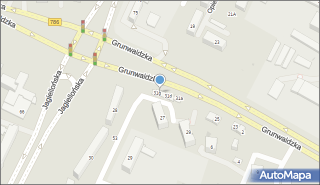 Kielce, Grunwaldzka, 31f, mapa Kielc