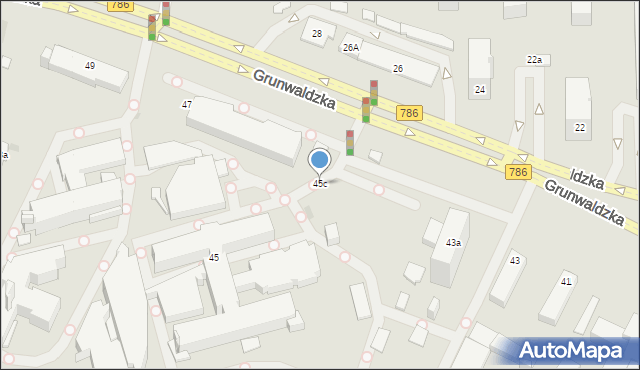 Kielce, Grunwaldzka, 45c, mapa Kielc