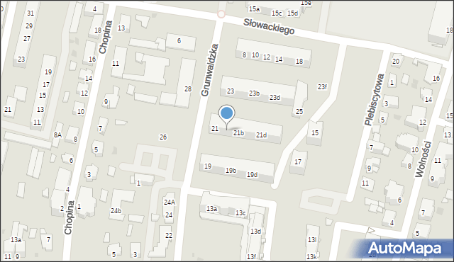 Kluczbork, Grunwaldzka, 21a, mapa Kluczbork