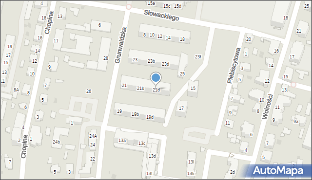 Kluczbork, Grunwaldzka, 21d, mapa Kluczbork