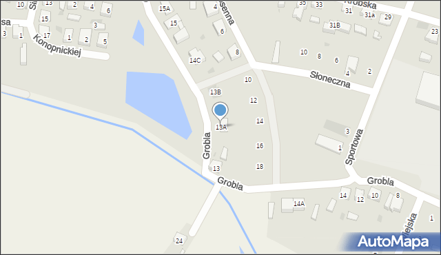 Kobylin, Grobla, 13A, mapa Kobylin