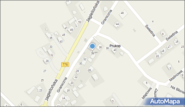 Kocmyrzów, Graniczna, 34, mapa Kocmyrzów