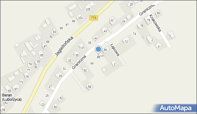 Kocmyrzów, Graniczna, 66, mapa Kocmyrzów