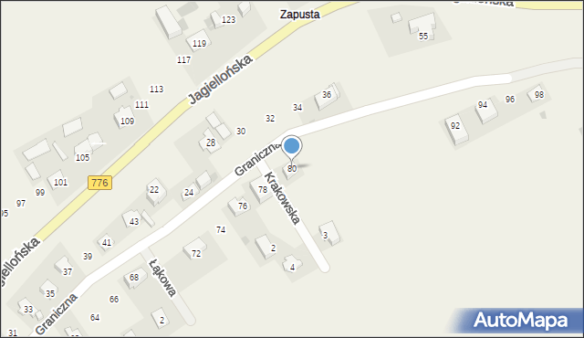 Kocmyrzów, Graniczna, 80, mapa Kocmyrzów