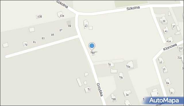 Kokoszkowy, Grzybka Józefa, dh., 78d, mapa Kokoszkowy