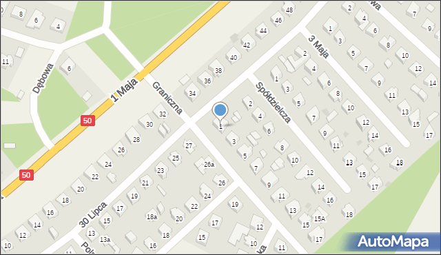 Kołbiel, Graniczna, 1, mapa Kołbiel