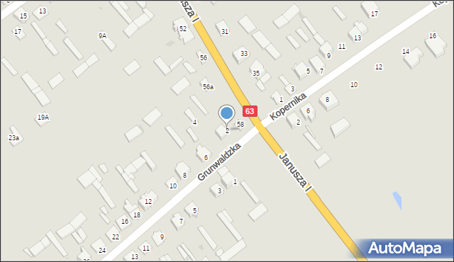 Kolno, Grunwaldzka, 2, mapa Kolno