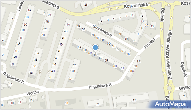 Kołobrzeg, Grochowska, 6D, mapa Kołobrzegu