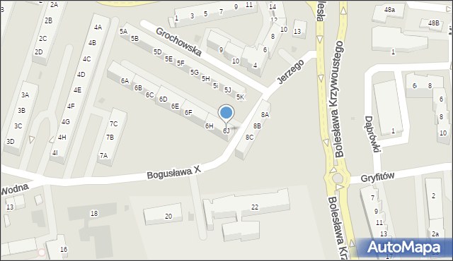Kołobrzeg, Grochowska, 6J, mapa Kołobrzegu