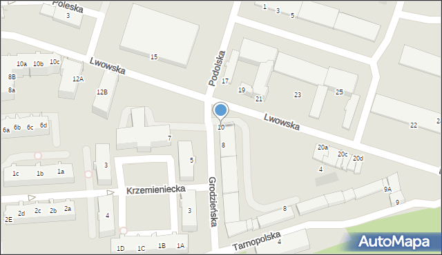 Kołobrzeg, Grodzieńska, 10, mapa Kołobrzegu