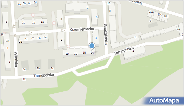 Kołobrzeg, Grodzieńska, 1A, mapa Kołobrzegu