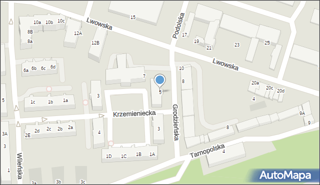 Kołobrzeg, Grodzieńska, 5, mapa Kołobrzegu