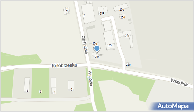 Kołobrzeg, Grzybowska, 25h, mapa Kołobrzegu