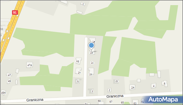 Kolonia Poczesna, Graniczna, 1d, mapa Kolonia Poczesna