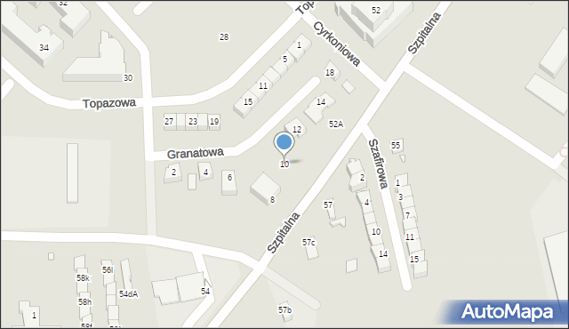Konin, Granatowa, 10, mapa Konina