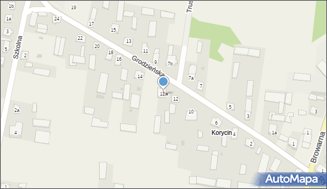 Korycin, Grodzieńska, 12a, mapa Korycin