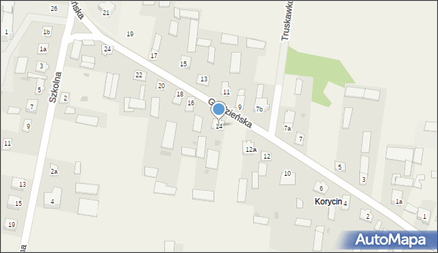 Korycin, Grodzieńska, 14, mapa Korycin