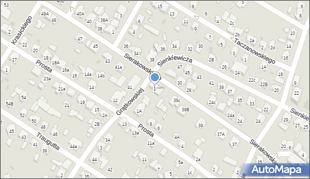 Kościan, Grątkowskiej Anny, 1, mapa Kościan