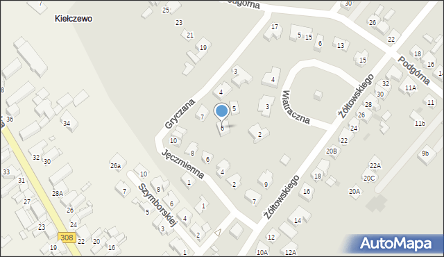Kościan, Gryczana, 6, mapa Kościan