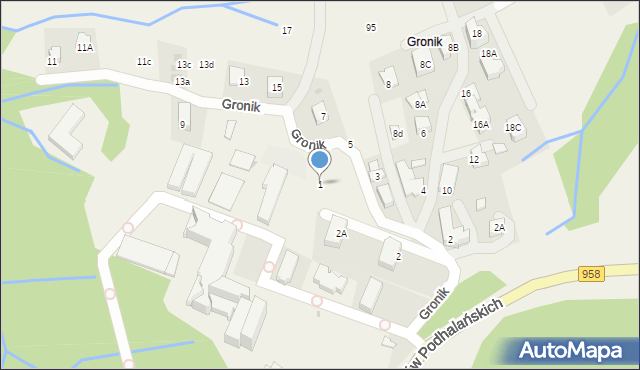 Kościelisko, Gronik, 1, mapa Kościelisko