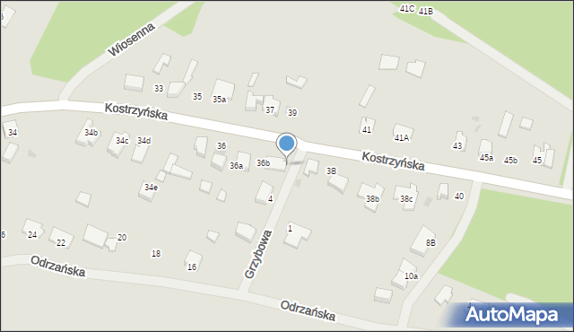 Kostrzyn nad Odrą, Grzybowa, 2, mapa Kostrzyn nad Odrą