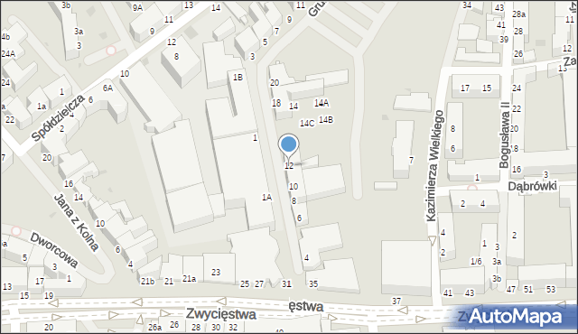 Koszalin, Grunwaldzka, 12, mapa Koszalina