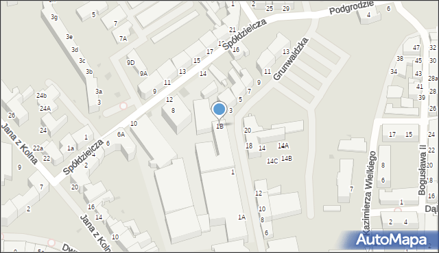 Koszalin, Grunwaldzka, 1B, mapa Koszalina