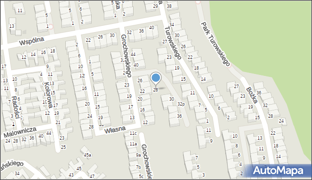 Koszalin, Grochowskiego Maksymiliana, ks., 28, mapa Koszalina