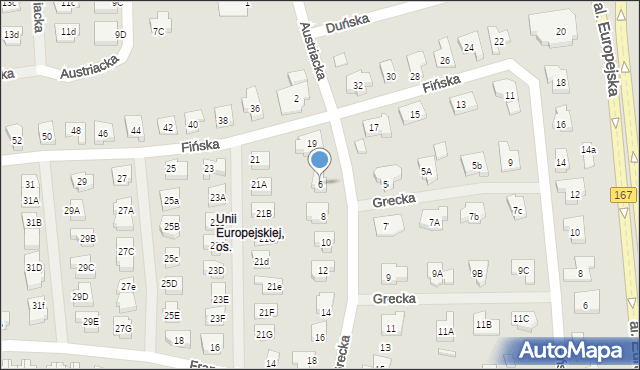 Koszalin, Grecka, 6, mapa Koszalina