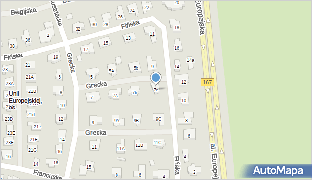 Koszalin, Grecka, 7c, mapa Koszalina