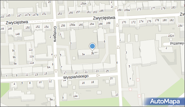 Koszalin, Grottgera Artura, 3b, mapa Koszalina