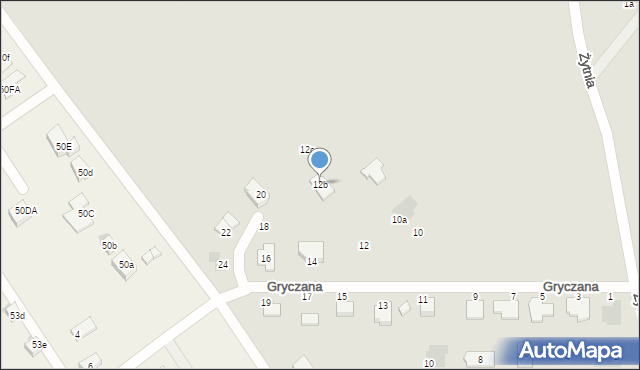 Koszalin, Gryczana, 12b, mapa Koszalina