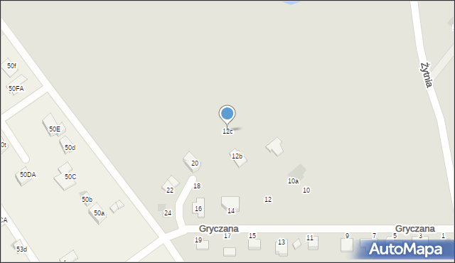 Koszalin, Gryczana, 12c, mapa Koszalina