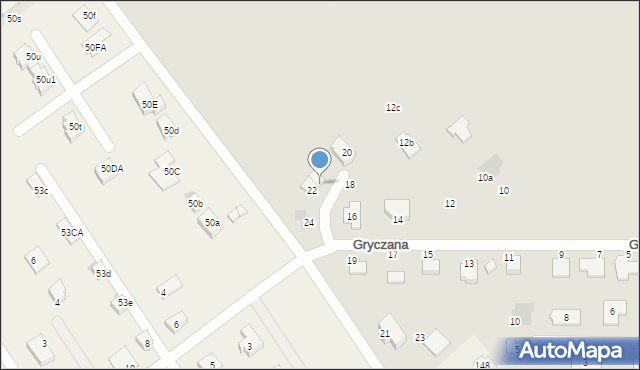 Koszalin, Gryczana, 22a, mapa Koszalina