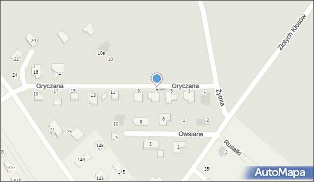 Koszalin, Gryczana, 7, mapa Koszalina