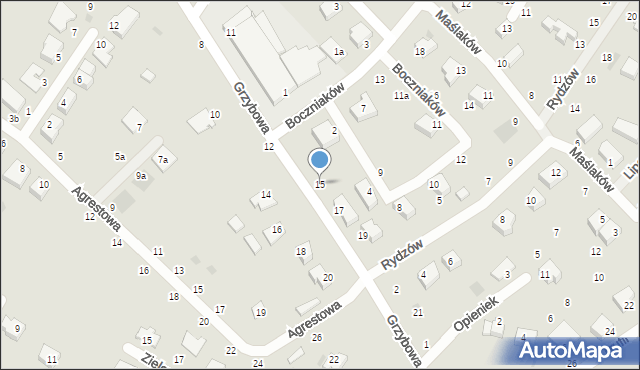 Koszalin, Grzybowa, 15, mapa Koszalina
