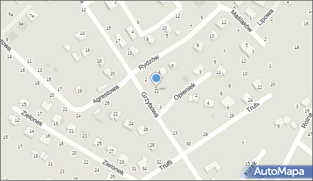 Koszalin, Grzybowa, 21, mapa Koszalina