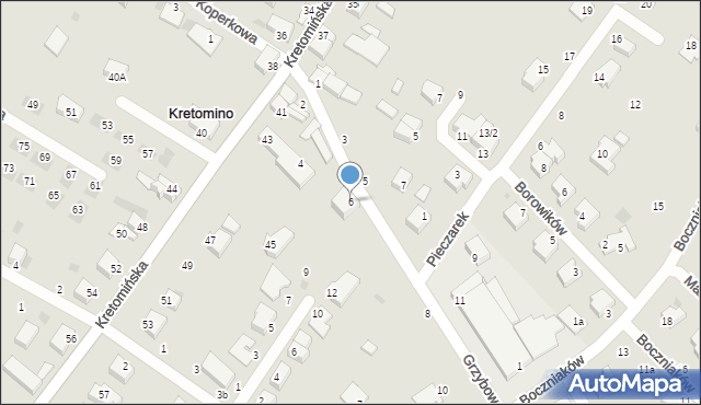 Koszalin, Grzybowa, 6, mapa Koszalina