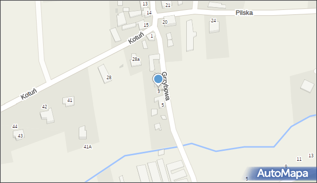 Kotuń, Grzybowa, 3, mapa Kotuń