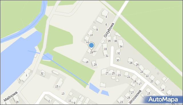 Kowanówko, Grzybowa, 14, mapa Kowanówko